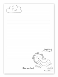 Freebie Kinder Briefpapier Vorlagen Kostenlos Als Pdf Download Zum Ausdrucken Motive Einhorn Lama Dinosaurier Und Regenbogen Dabelino