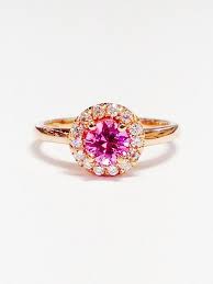 Pink Sapphire Color Stone Ring Round Halo Art Deco Diamond Etsy Colored Stone Rings Pink Sapphire Ring Engagement Gemstone Engagement Rings