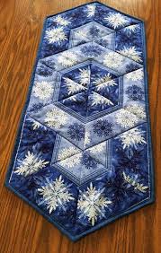 Table Runner Made With 60 Degree Triangles And A Border Print In 2020 Quilted Table Runners Christmas Printed Table Runner Patchwork Table Runner