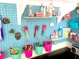 You can put some decorations, jars, but also a hole puncher, a stapler, etc. Craft Room Organization And Storage Cubby Shelves Pegboard And More