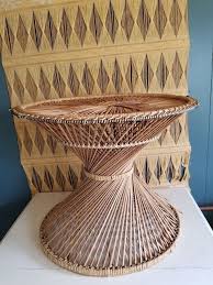 Vintage Wicker Side Table 20 Boho Twisted Rattan Peacock Primitive Stand Hollywoodregency Vintage Wicker Wicker Side Table Wicker