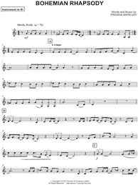* please check if transposition is possible before your complete your. Queen Bohemian Rhapsody Bb Instrument Sheet Music Trumpet Clarinet Soprano Saxophone Or Tenor Saxophone In C Major Download Print Sku Mn0168043