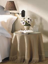 Skirted Table Doubles As Nightstand Bedside Table Round Modern Table Design Round Nightstand
