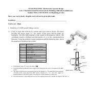 Lab1 2021.pdf - EE 442/MAE 490G: Mechatronic Systems Design Lab 1:  Mechanical and Electrical System Modeling Individual submission Summer 2021  CSULB