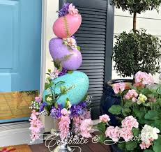 Photo by chelsea kyle, prop styling by beatrice chastka, food styling by olivia mack anderson. Easter Egg Topiary Best Easter Porch Decorating Ideas Easter Porch Decor Easter Decorations Outdoor Easter Decorations Dollar Store