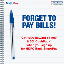 See the benefits involved in paying the credit card bills by using the debit they don't take credit card facilities for spending extra money but for availing discounts and cashback. Hdfc Bank On Twitter Sign Up For Smartpay To Get 1000 Reward Points 5 Cashback For The First 6 Months Https T Co Hzs9cbjiyv
