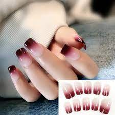 Uñas acrílico negras con rojo si estas buscando uñas acrílico negras con amarillas, aquí te vamos a compartir una gran cantidad de imagene sde uñas acrilicas y también de uñas acrilico negras. 24 Unids Set Color Negro Rojo Gradiente Parrafo Corto Cubierta Completa Frances Unas Falsas Arte Consejos Superbonito Unas Falsas De Acrilico Unas Postizas Aliexpress