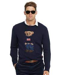 Men's pony cable knit crewneck sweaters. Flag Polo Bear Sweater Mens Outfits Cashmere Sweater Men Wool Sweater Men
