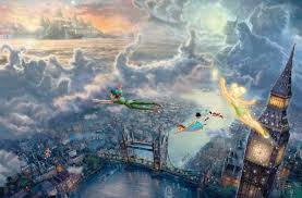 Peter Pan Flying Someday I Will Own This Painting And Have It In My Office At Home Or Thomas Kinkade Disney Kinkade Disney Disney Paintings