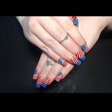 Mira osmak • 15,774 pins. Amazon Com Nail Tips 24 Pcs Set America Flag Design False Fake Nails Acrylic Nail Art With Glue Beauty Fashion Beauty