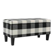 Black And White Storage Bench Large Decorative Storage Bench Black Plaid Homepop Decorative Storage Bench Upholstered Storage Bench Upholstered Storage