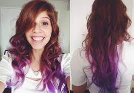 So When I Was Thinking About Coloring My Hair I Couldn T Find How A Ginger With Purple Ombre Would Look Like Purple Ombre Hair Lavender Hair Ombre Ombre Hair