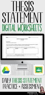 Thesis Statement Bell Ringers Daily Thesis Statement Digital Worksheets Thesis Statement Activities Thesis Statement High School Writing