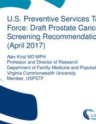 Men and their loved ones should be proactive about prostate health all year long by being aware of prostate cancer symptoms and learning how to maintain good prostate health. Us Preventive Services Task Force Draft Prostate Cancer Screening Recommendation Alex Krist Paho Who Pan American Health Organization