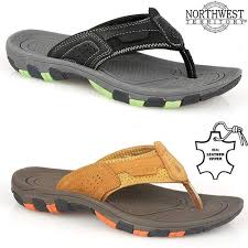 Details About Mens Leather Summer Sandals Walking Toe Post Flip Flops Sandals Beach Shoes Size