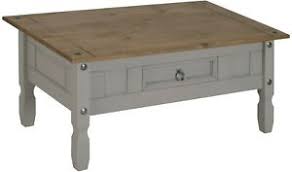 Buy tidyard coffee table with storage drawer mexican pine corona range pinewood sofa and couch end side table wooden frame for living room home furniture 39.4 x 23.6 x 17.7 inches (l x w x h): Corona Coffee Table Grey Wax 1 Drawer Solid Pine Living Room Mercers Furniture Ebay