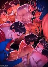 bang dacy, clark kent, lois lane, superman, dc comics, my adventures with  superman, superman (series), highres, 1girl, 2boys, ass, breast sucking,  clothed sex, dark-skinned female, dark skin, doggystyle, double  penetration, dual persona,