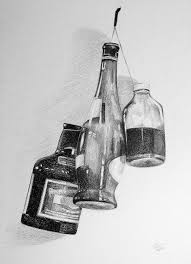 Glass Bottles Hanging On The Wall Pencil Drawing Object Drawing Cizim