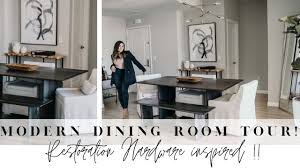 This week i moved into our dining room and i have been dying to build this restoration hardware inspired dining table since we started building our new house! Modern Dining Room Tour I Restoration Hardware Inspired Youtube