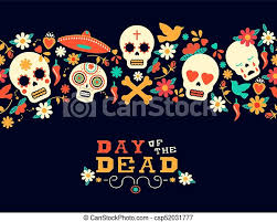 Day of the dead vs. Day Of The Dead Flower Sugar Skull Background Day Of The Dead Seamless Pattern Art Mexican Holiday Celebration Background Canstock