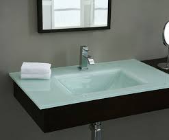 Available in a number of stylish and novel designs, and sizes ranging from small vanities to large dual sink vanities, these glass bathroom fixtures are guaranteed to impress. 37in White Glass Top With Rectangular Bowl Modern Bathroom Vanity Bathroom Vanity Tops Freestanding Faucets