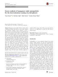 Today, green synthesis of different nanoparticles (nps) has been extensively studied. Pdf Green Synthesis Of Manganese Oxide Nanoparticles For The Electrochemical Sensing Of P Nitrophenol