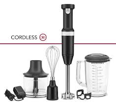 Black Matte Cordless Variable Speed Hand Blender With Chopper And Whisk Attachment Khbbv83bm Kitchenaid In 2020 Hand Blender Kitchen Aid Blender