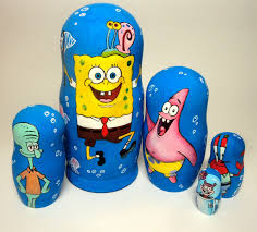 Spongebob Matryoshka Matryoshka Babushka A Spongebob Squarepants Doll Wooden Hand Painted Russian Doll 5 Pieces 18 Cm Nes Nesting Dolls Spongebob Matryoshka