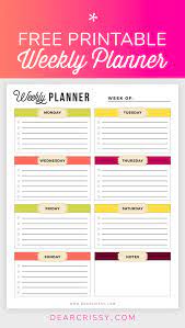 free printable weekly planner weekly planner printable