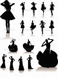 Set Of Various Beautiful Model Girls In Dress Silhouette People Girl Photography Poses Girl Silhouette