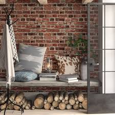 This faux brick peel and stick wallpaper boasts an earthy color palette in shades of soft gray and rust for. Millwood Pines Bryanna Distressed 18 L X 20 5 W Peel And Stick Wallpaper Roll Reviews Wayfair