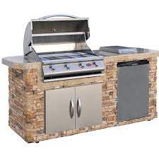 84 3 Piece 4 Burner Liquid Propane Bbq Island Outdoor Kitchen Island Grill Island Outdoor Kitchen