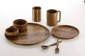 Adne 2 piece earthenware/rattan decorative bowl set. Srdk Products Teak Wood Dinner Set 2 Plates 2 Bowl 1 Spoon 1 Fork 1 Coffee Mug 1 Glass Bowl Spoon Plate Cup Glass Serving Set Price In India Buy Srdk