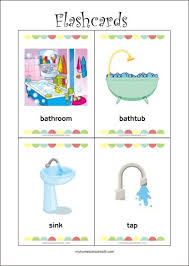 In The Bathroom Free Printable Flash Cards For Fun Preschool Learning Kindergarten Worksheets Kindergarten Activities Flash Cards Free