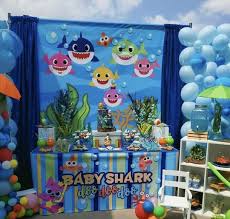 Baby Shark 6x6 Table Banner Backdrop With 6ft Table Wrap Step Repeat Design Print And Ship Shark Themed Birthday Party Shark Party Decorations Baby Boy 1st Birthday Party