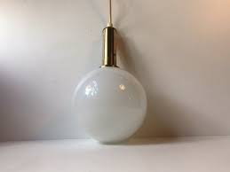 Scandinavian Modern Ball Pendant Light In Opaline Glass Brass 1960s For Sale At Pamono