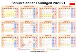 Als kostenlosen service bieten wir ihnen hier aktuelle kalender und jahresplaner zum download an. Schulkalender 2020 2021 Thuringen Fur Pdf