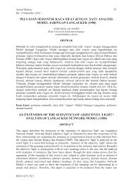 Maybe you would like to learn more about one of these? Pdf Peluasan Semantik Kata Sifat Ringan Satu Analisis Model Jaringan Langacker 1988 An Extension Of The Semantics Of Adjectives Light Analysis Of Langacker Network Model 1988