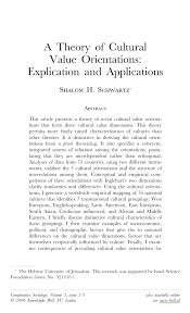 Pdf A Theory Of Cultural Value Orientations Explication And Applications