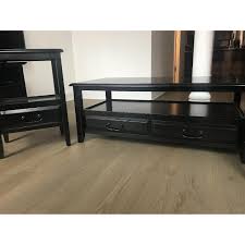 Open architecture easily displays tchotchkes or basket storage. Pier 1 Anywhere Rubbed Black Coffee 2 End Tables Aptdeco