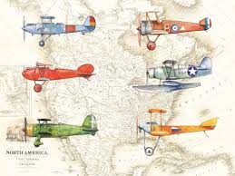 Airplane World Map Decor Vintage Planes Boys Room Art Aircraft Etsy Boy Room Art Airplane Painting Vintage Airplane Art