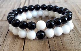 Black And White Relationship Bracelets Romantic Couple Bracelets Black And White Black Agate Bracelet Etsy Black Agate Bracelet Relationship Bracelets Agate Bracelet