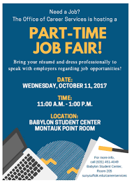 10 11 17 Part Time Job Fair Hosted By Suffolk County Community College Office Of Career Services Cooperative Education Job Fair Part Time Jobs Cooperative Education