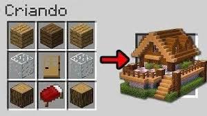 Como Fazer Uma Casa Usando A Crafting Table No Minecraft Minecraft Crafting Rezepte Minecraft Dekorationen Basteltisch
