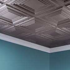 Fasade Traditional Style 3 Brushed Nickel 2 Ft X 4 Ft Glue Up Ceiling Tile In 2019 Home Tin Ceiling Tiles Ceiling Tiles