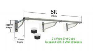 Heavy Duty 8ft Long Clothes Rail Wall Mounted Screw Fix Chrome Garment Rail Hanging Rack 32mm Tube Hanging Racks Clothes Rail Wardrobe Rail