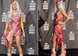 According to mtv.com, the meat dress is still owned by lady gaga but is now part of the women who rock exhibition in the rock and roll hall of fame, which has been traveling around the country. Lady Gaga S Meat Dress Named Most Controversial Red Carpet Moment