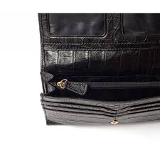 Chic, élégant et solide, ce compagnon mocca est conçu en cuir vachette souple effet vieilli ! Gondole Romy Portefeuille Compagnon Cuir Facon Croco Noir