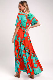 Temptress Red And Teal Blue Print Maxi Dress Printed Maxi Dress Casual Dresses For Women Casual Summer Dresses Sundresses