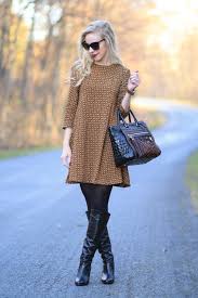 Swing A Line Printed Dress Tall Boots Leopard Satchel Meagan S Moda Dresses Dress With Boots Print Dress